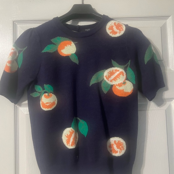 Tahari Tops - Tahari Navy Blue Top with Orange and Green Accents